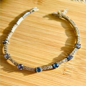 Luxurious Tanzanite Tennis Bracelet with Simulated Diamonds
